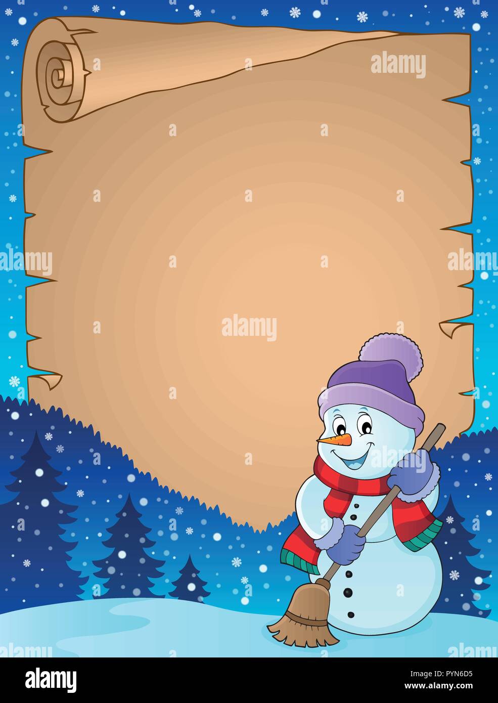 Winter snowman subject parchment 4 - eps10 vector illustration Stock ...