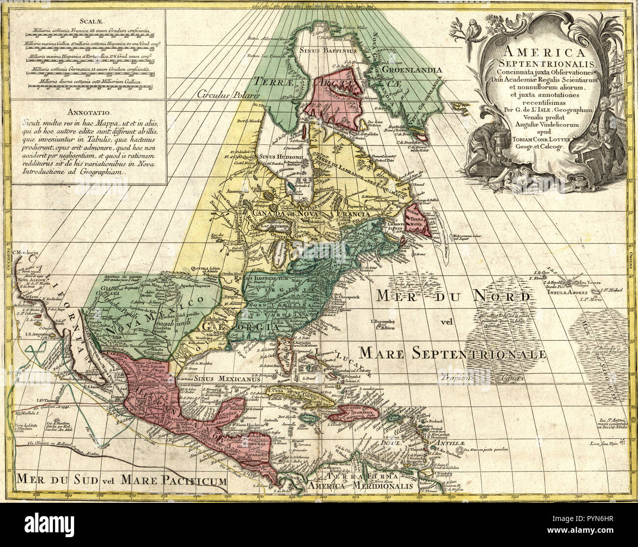 Vintage Maps / Antique Maps -  North America map ca. 1772 Stock Photo