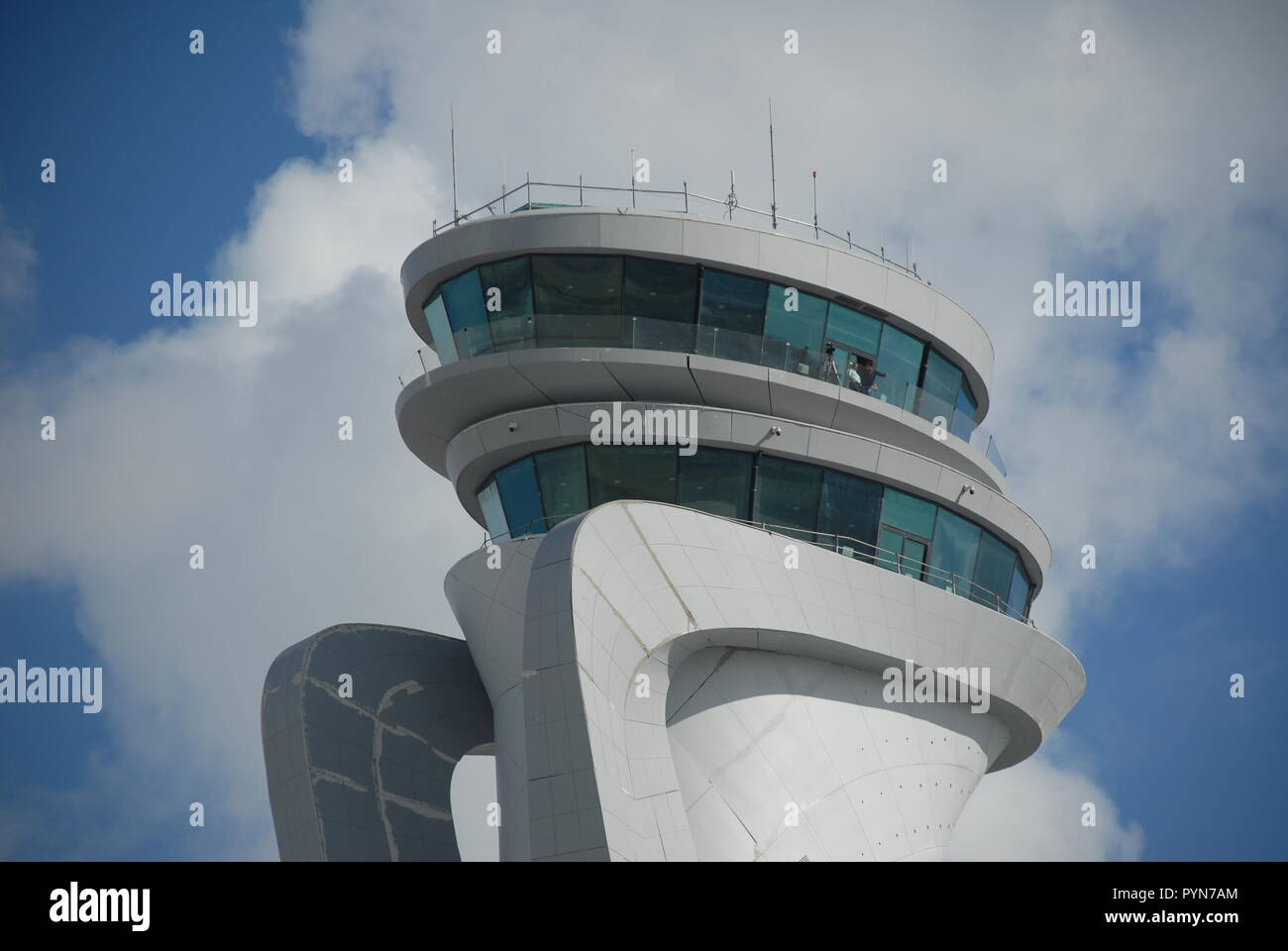 Air Traffic Control Tower of Istanbul, IGA New Airport during the Teknofest Technology and Aviation Fair on September 20, 2018. Stock Photo
