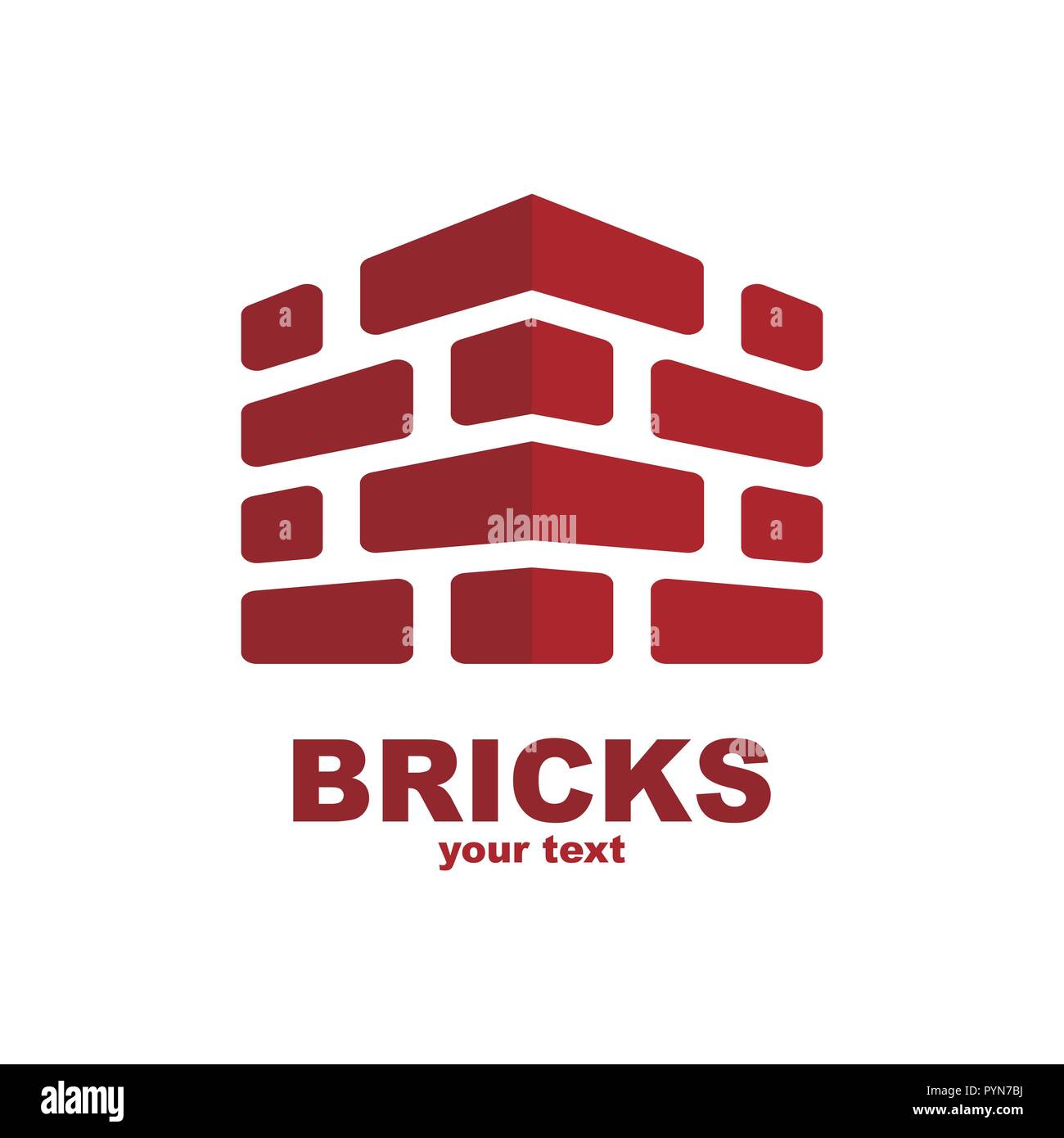 Vector logo template for real estate or building company. Illustration of a house made of four white bricks. EPS10. Icon concept. Architecture. Stock Vector