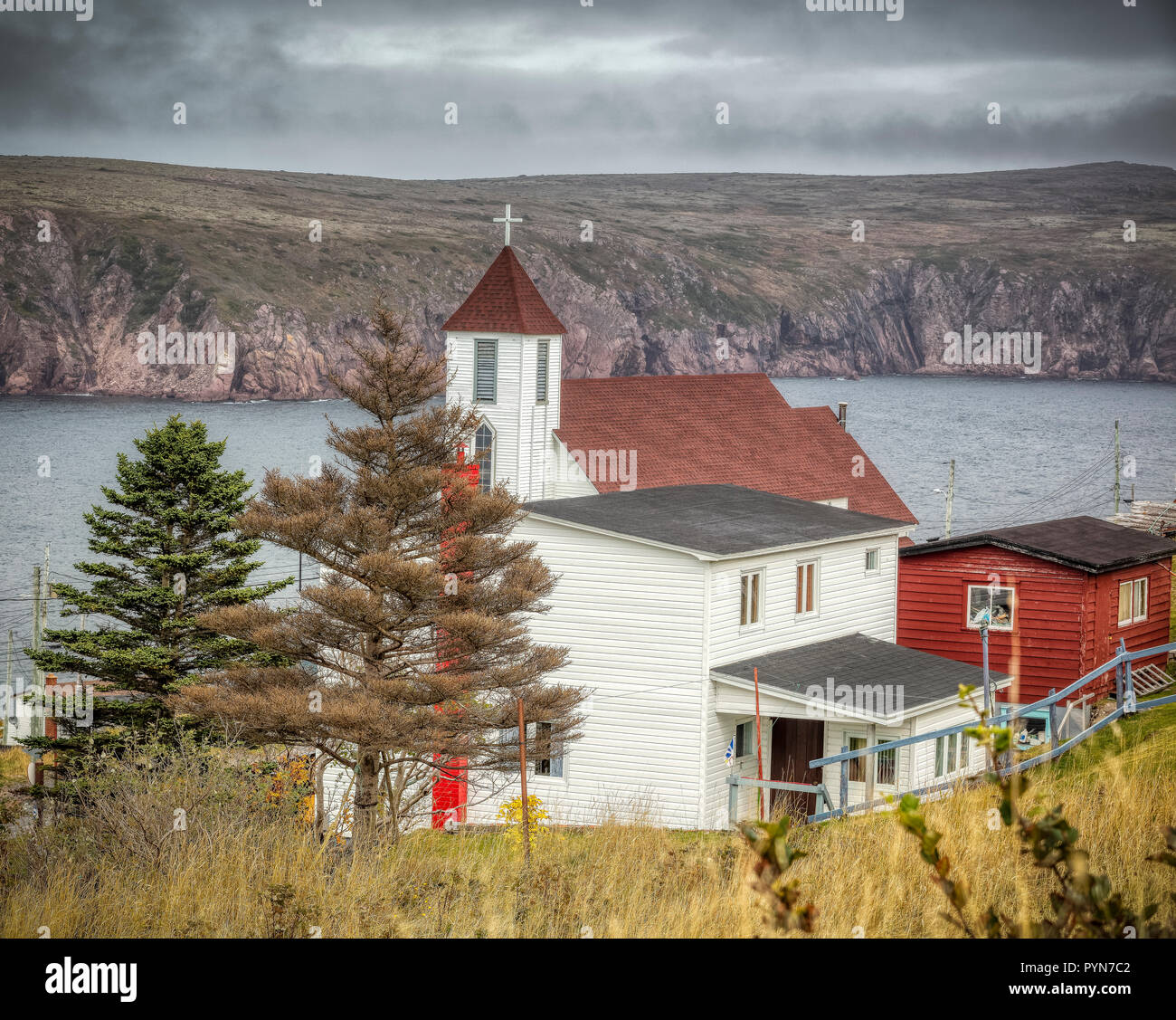 Church by the Atlantic Ocean Stock Photo