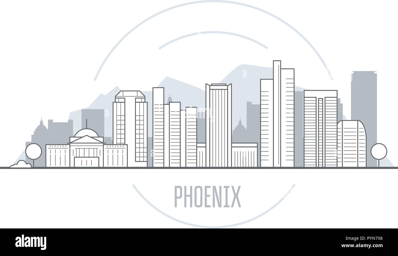 Phoenix city skyline - towers and landmarks of Arizona, cityscape Stock Vector