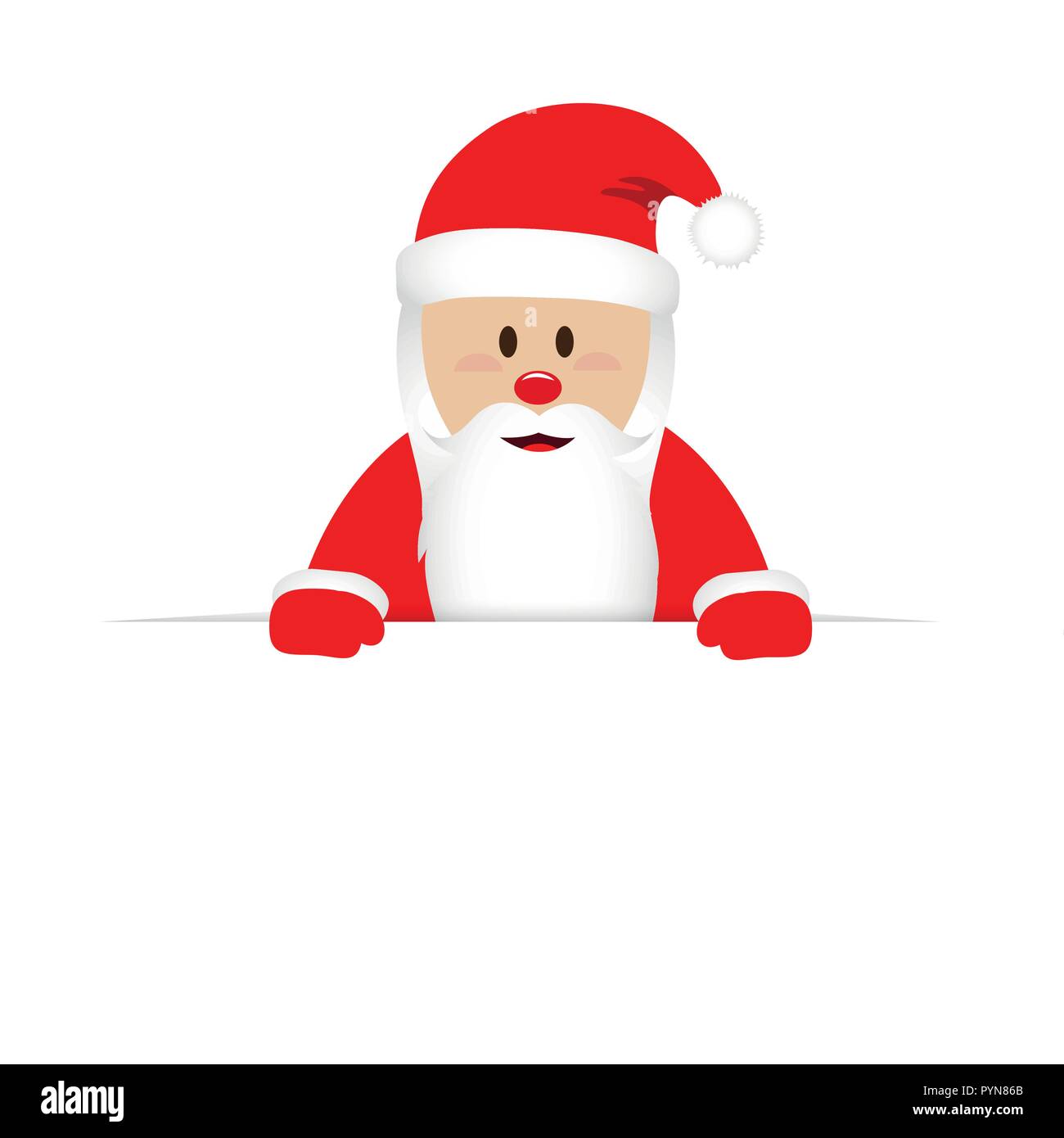 happy cute santa claus in red clothes behind white banner vector illustration EPS10 Stock Vector
