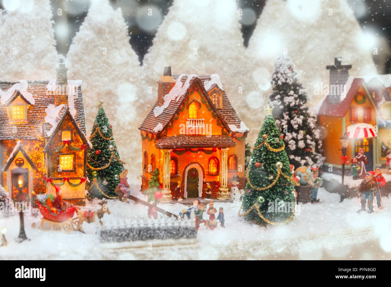 Christmas scene on the shopwindow Stock Photo