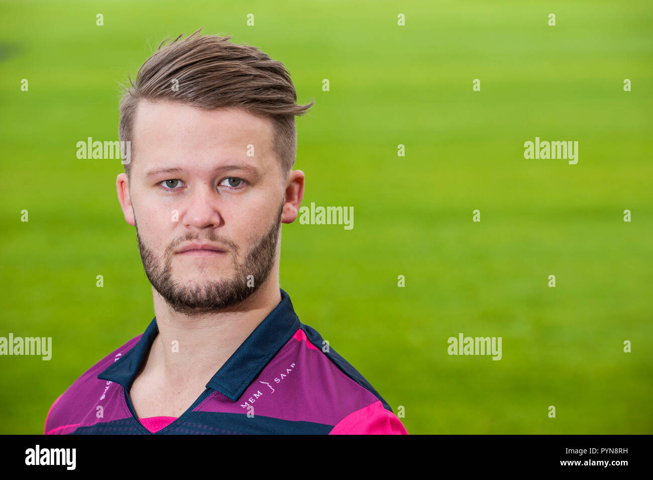 English cricketer, Ben Duckett who plays for Northamptonshire. © Lucy Young 2018 07799118984 lucyyounguk@gmail.com www.lucyyoungphotos.co.uk Stock Photo