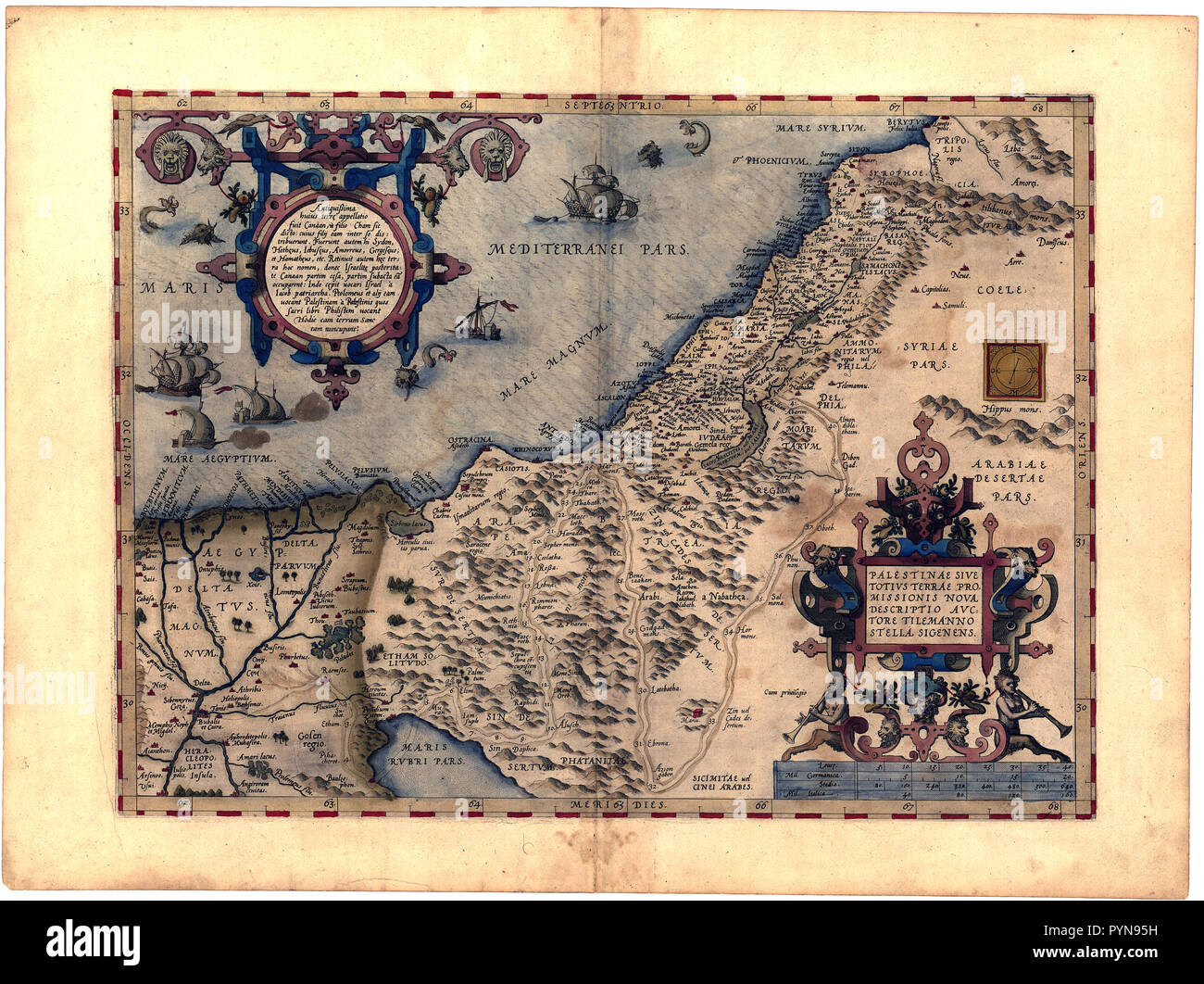 Abraham Ortelius - First World Atlas ca. 1570 -  Palaestina vel terra sancta Stock Photo