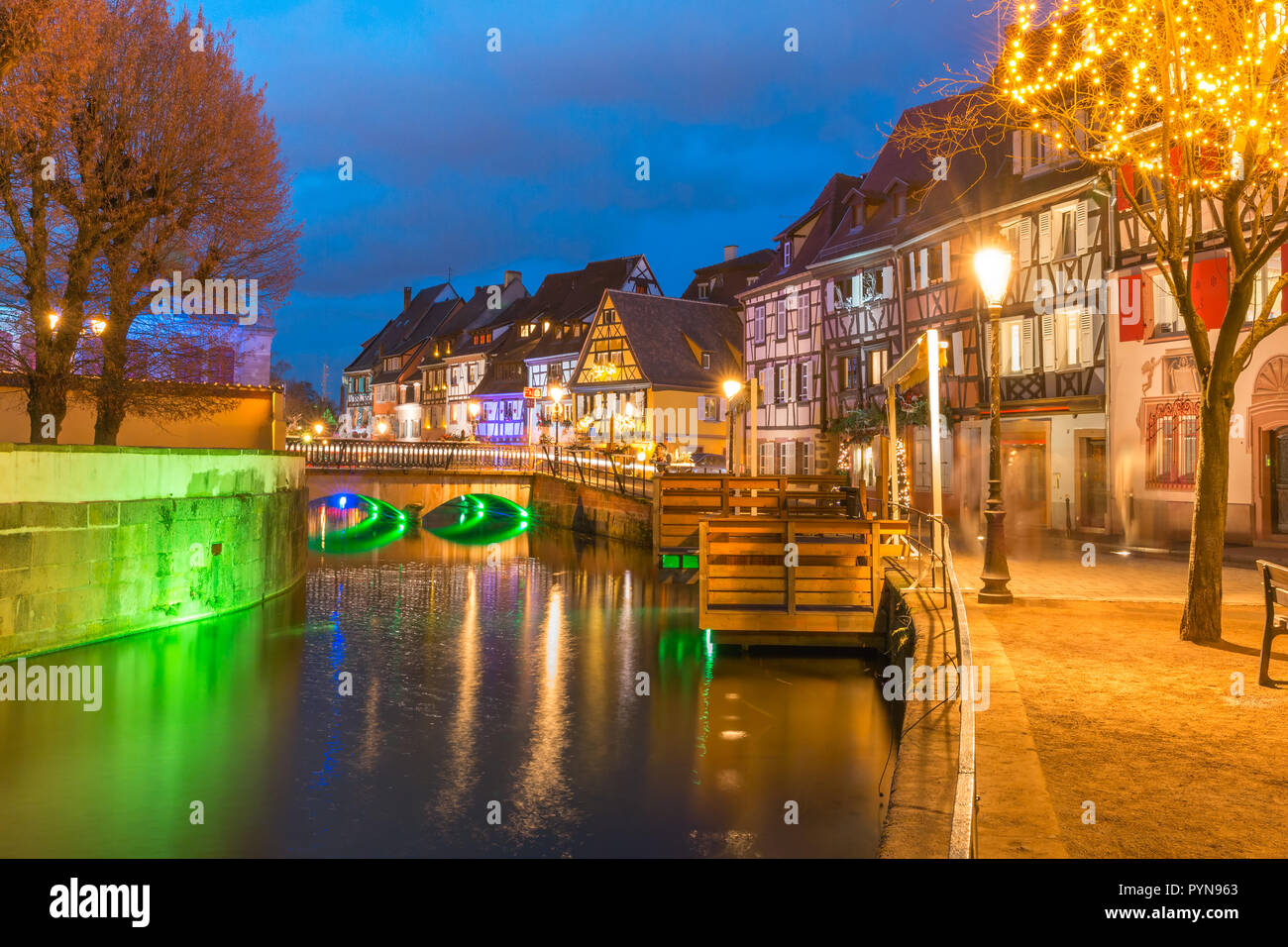 Christmas Little Venice in Colmar, Alsace, France Stock Photo