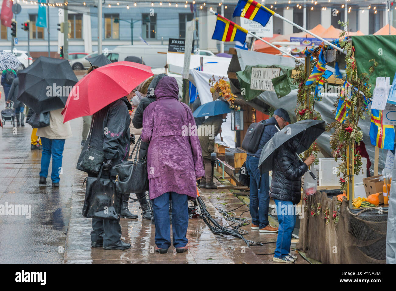 Annual fish market at Market square in Helsinki Finland Stock Photo