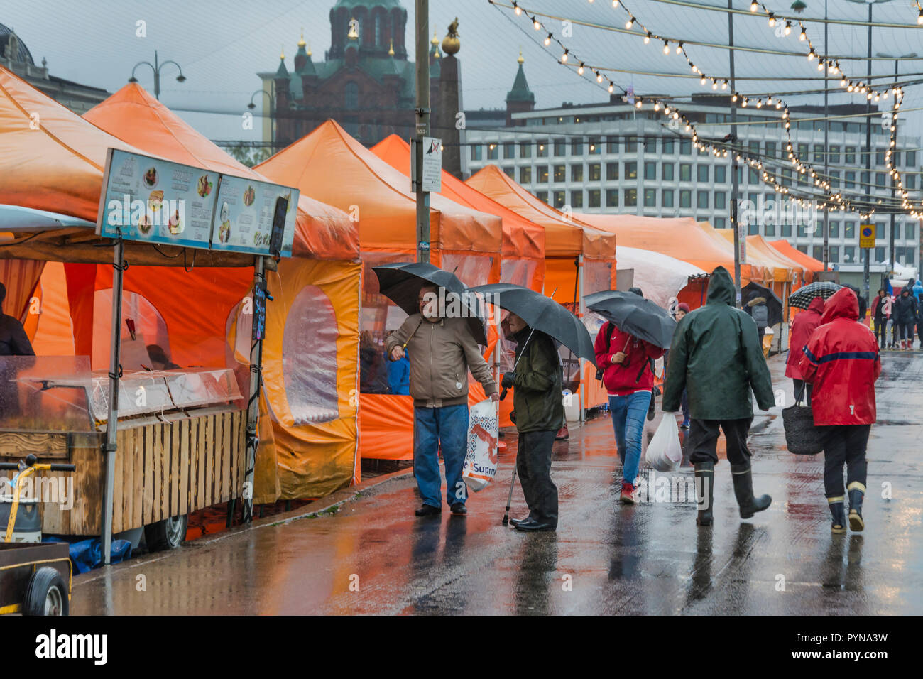 Annual fish market at Market square in Helsinki Finland Stock Photo