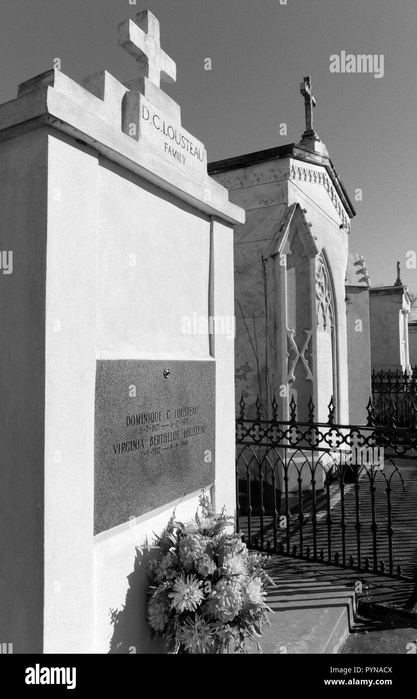 Tomb,  St John the Baptist Catholic Church, Edgard, St. John the Baptist Parish, Louisiana, USA. Stock Photo