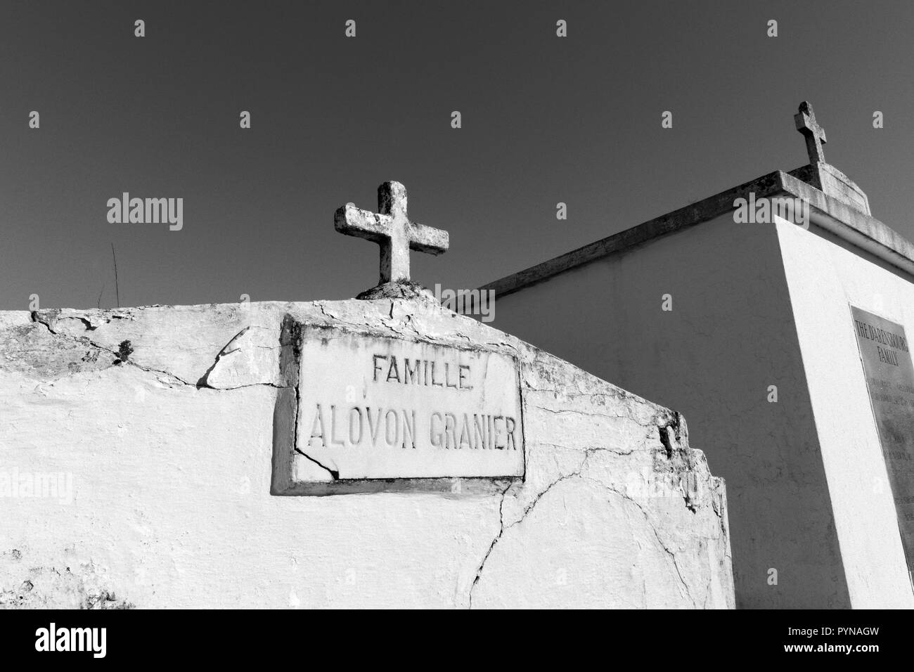 Tombs, St John the Baptist Catholic Church, Edgard, St. John the Baptist Parish, Louisiana, USA. Stock Photo