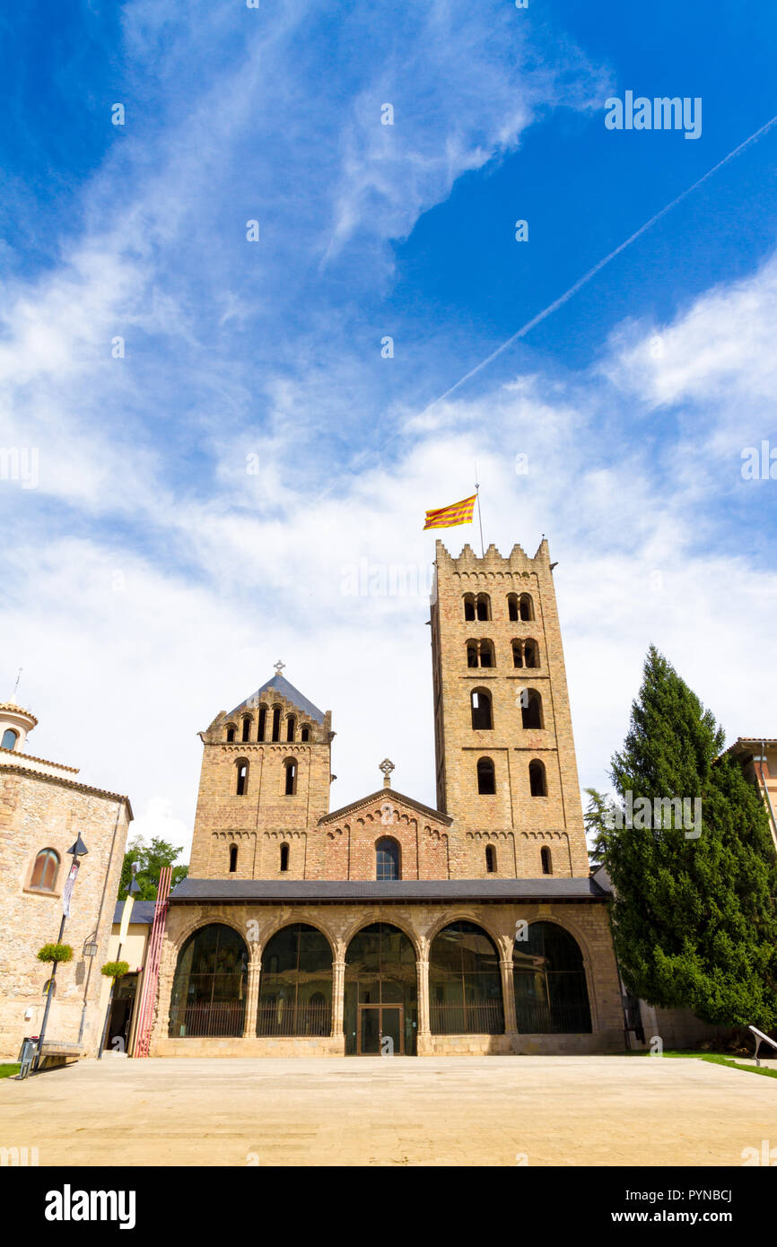 The Monastery of Santa Maria de Ripoll (rebuilt 1886) is a Benedictine monastery in Ripoll, Catalonia, Spain Stock Photo