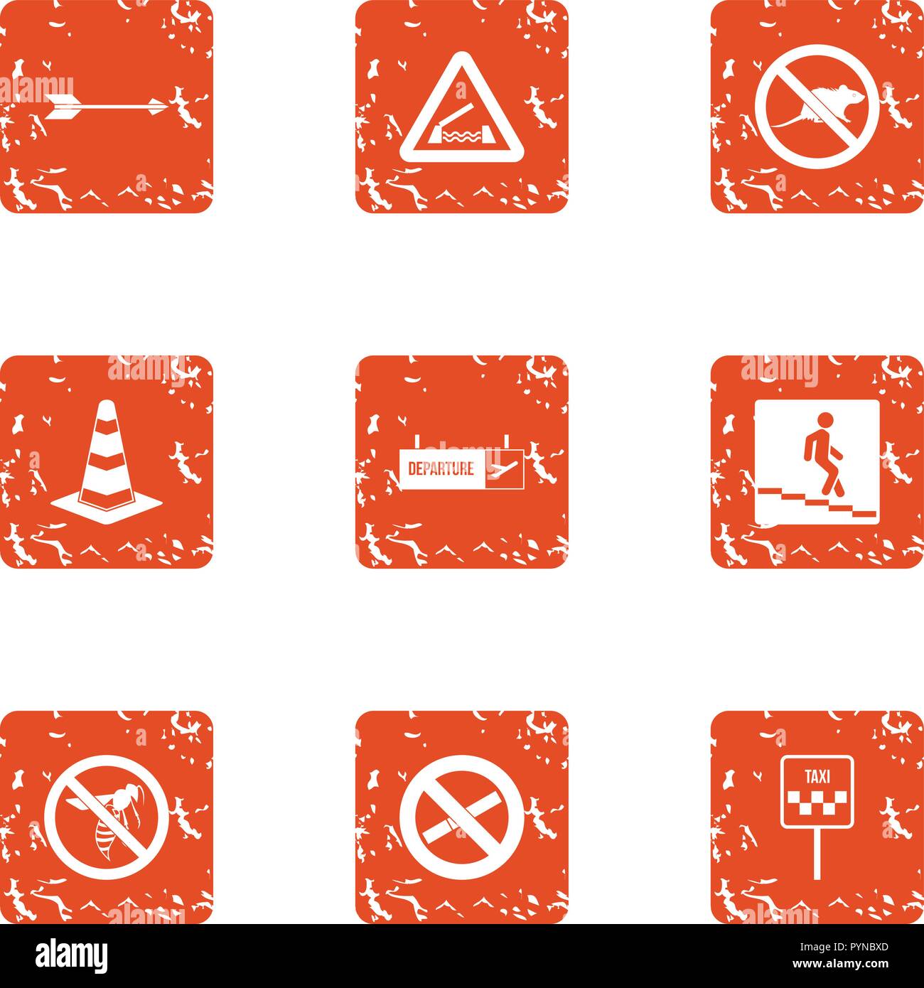 Underpass icons set, grunge style Stock Vector