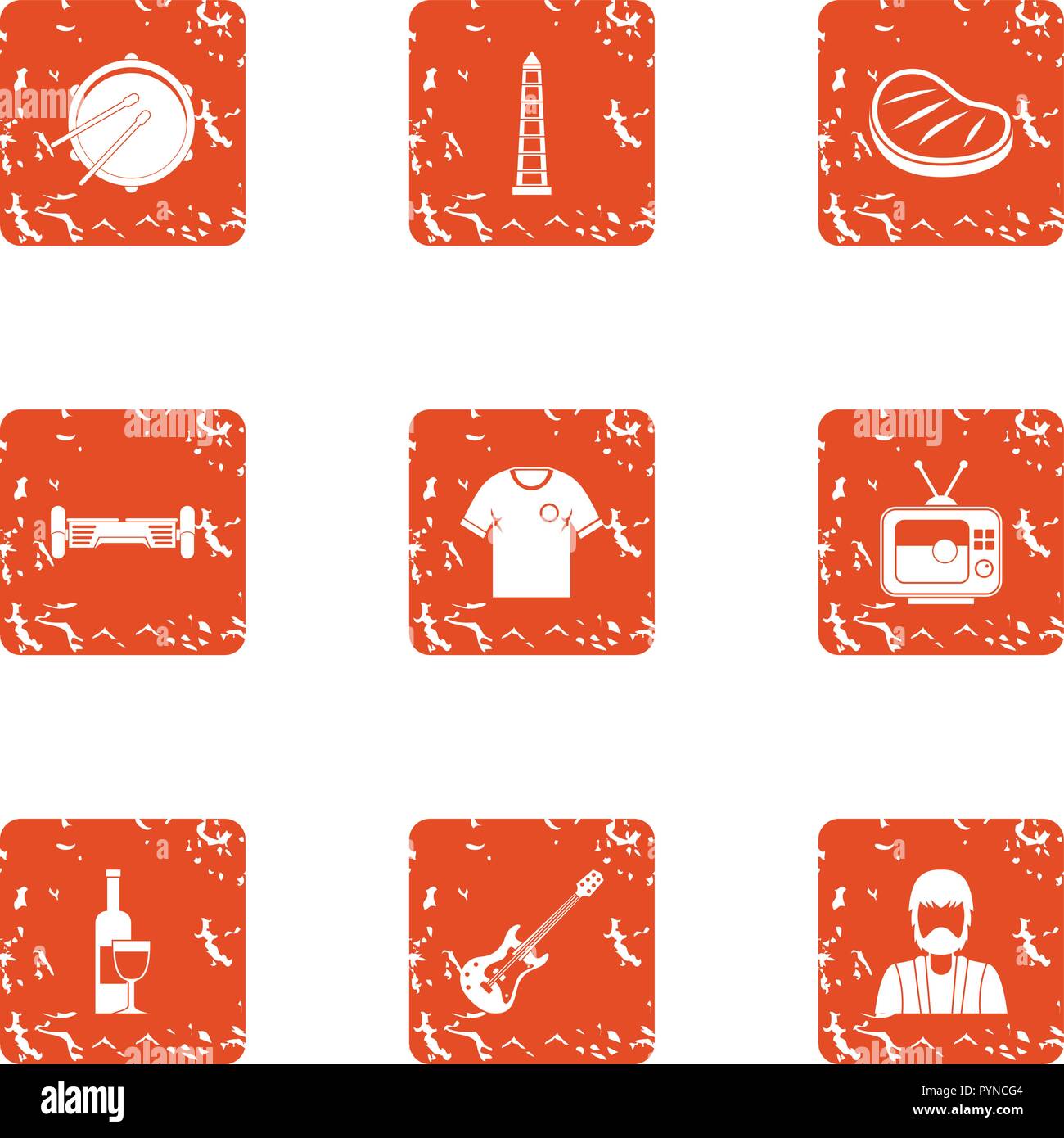 Festively icons set, grunge style Stock Vector