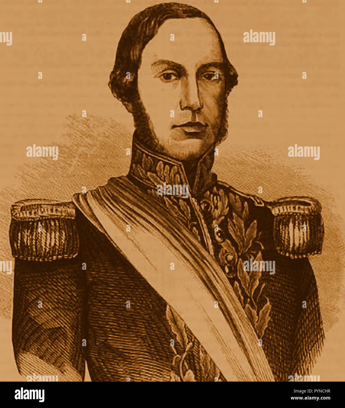 1859 portrait of  politician and Argentine President General Urquiza (Justo José de Urquiza y García) from a publication of the time Stock Photo