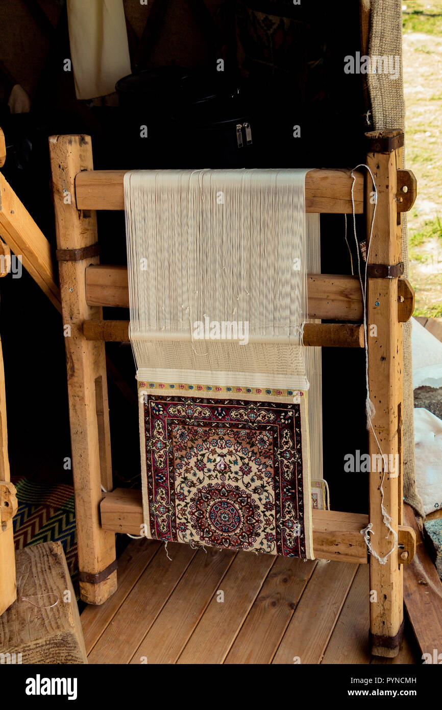 Carpet of traditional types made on a loom Stock Photo Alamy
