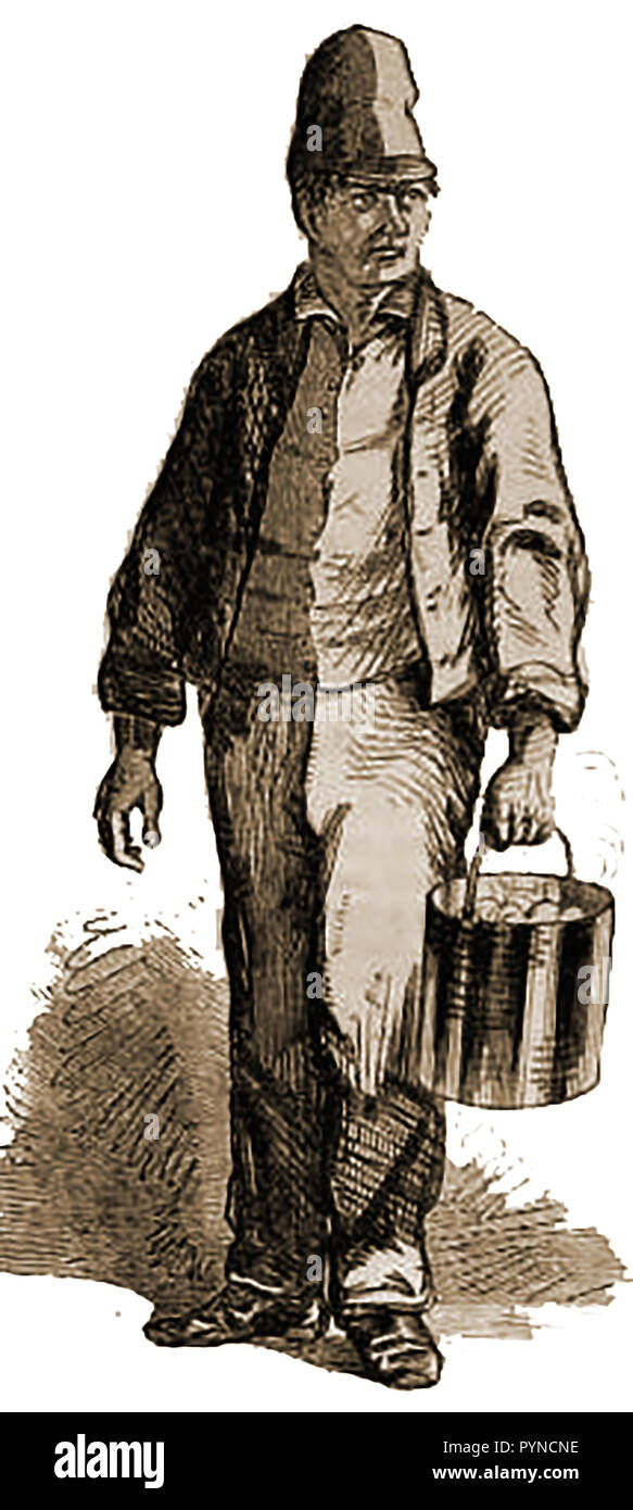 1859 illustration of a US convict in prison uniform from Massachusetts state prison, Charlestown Stock Photo