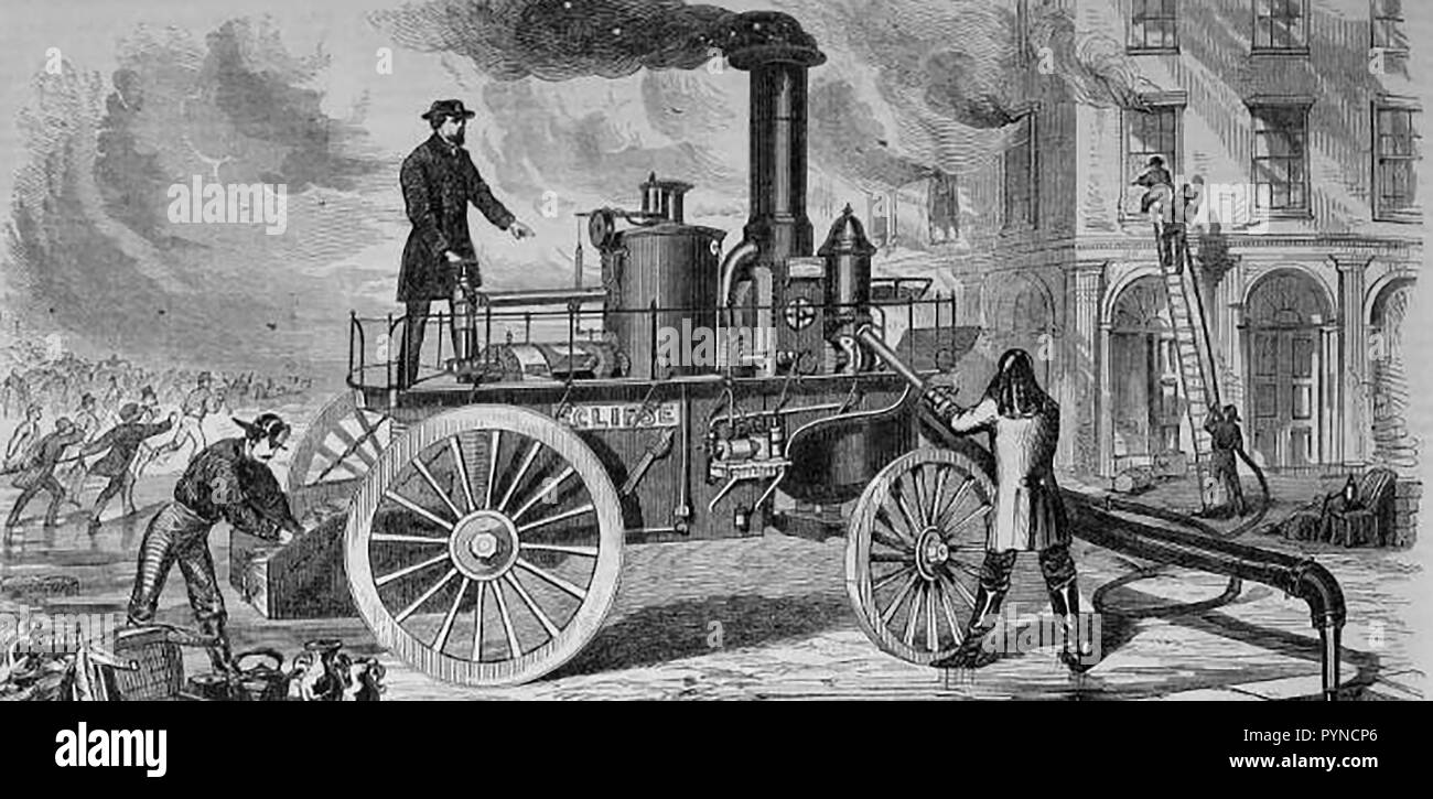 Life in Boston USA in 1859 - The  'Eclipse' fire engine Stock Photo