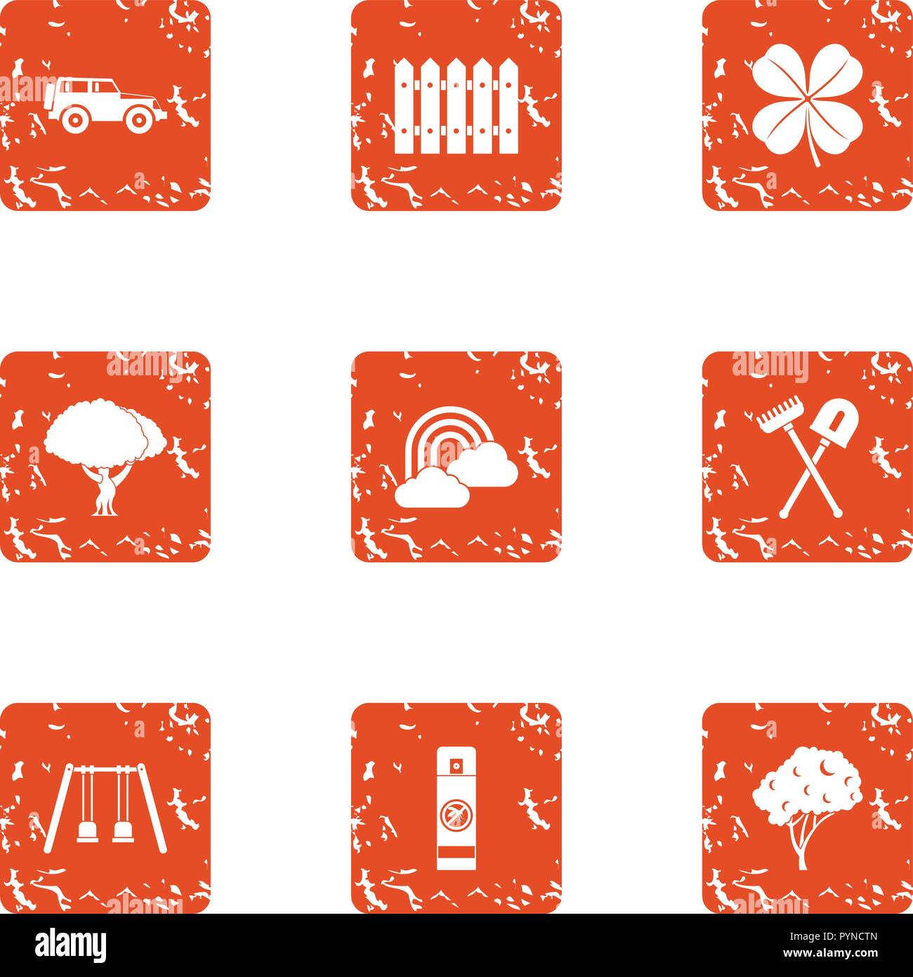Front garden icons set, grunge style Stock Vector Image & Art - Alamy