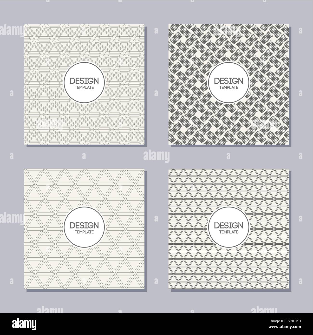 Set of 4 creative covers. Abstract geometric seamless patterns ...