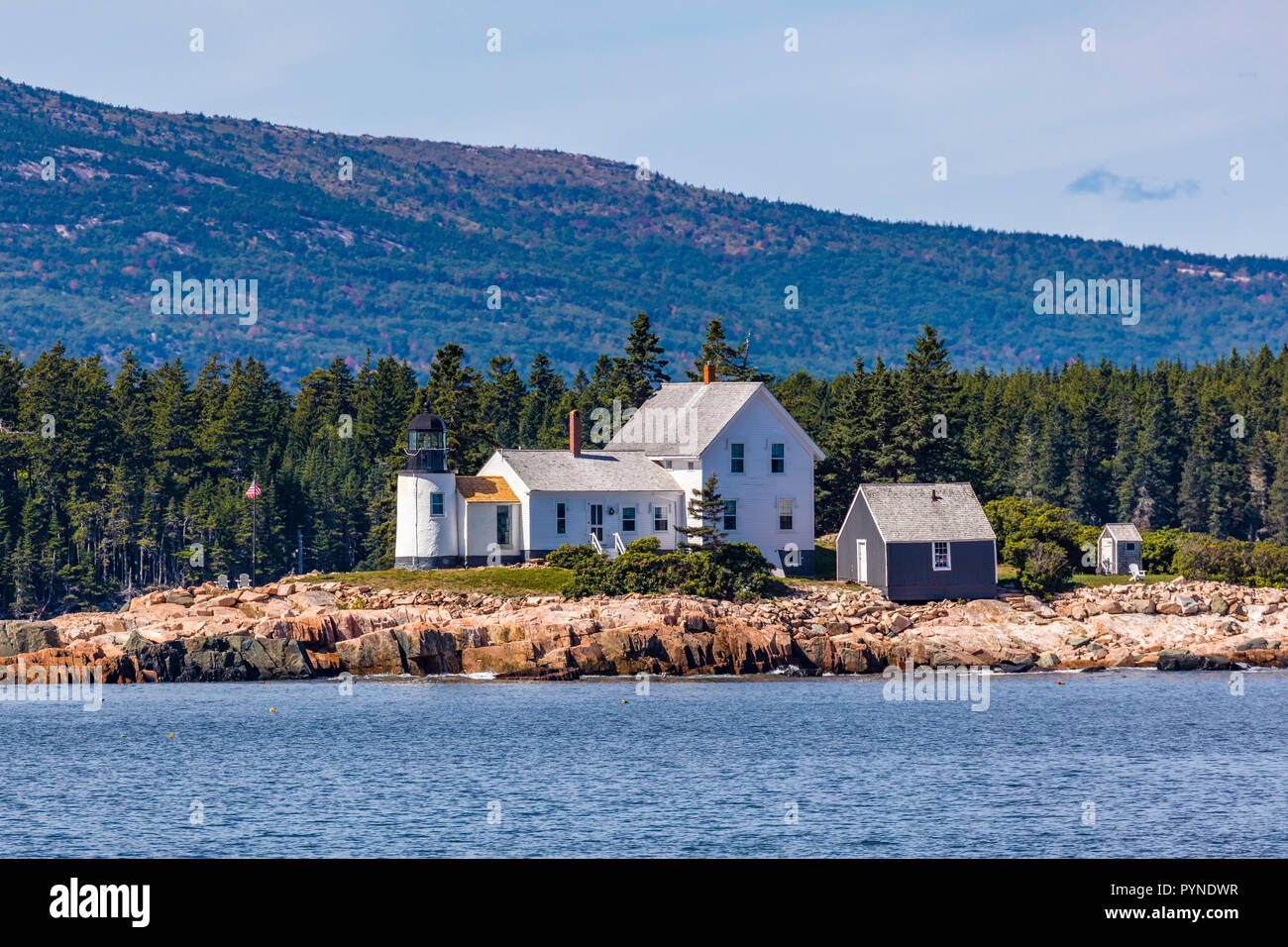 Winter Harbor Light built 1856 on Mark Island across from Bar Harbor