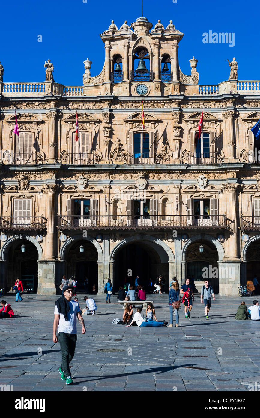 The front of the plaza. The Plaza Mayor, Main Square, in Salamanca