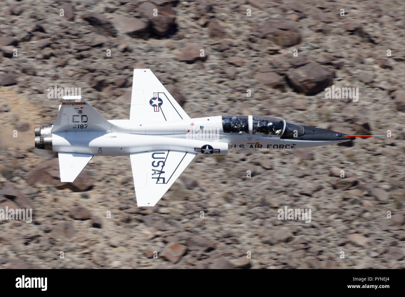 64-13197/ED, Northrop T-38C Talon, USAF, 445th FLTS from Edwards AFB in Rainbow Canyon, Death Valley, March 2017 Stock Photo