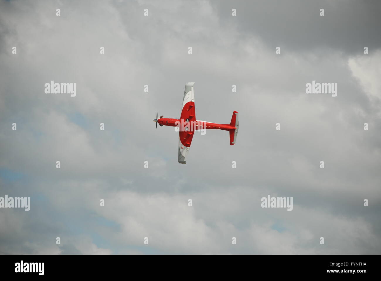 New Generation Basic Trainer HÜRKUŞ (Free Bird) over the Istanbul, IGA New Airport during the Teknofest Technology and Aviation Fair on September 20, Stock Photo