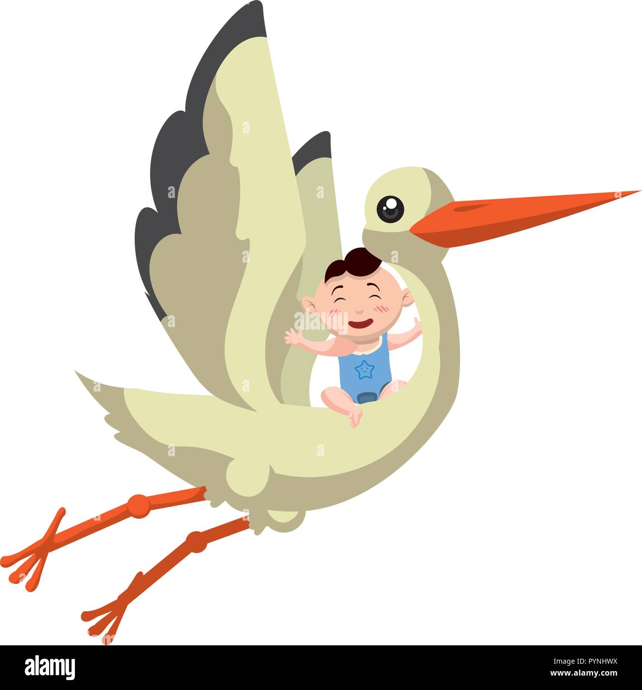 cute stork baby shower card vector illustration design Stock Vector ...