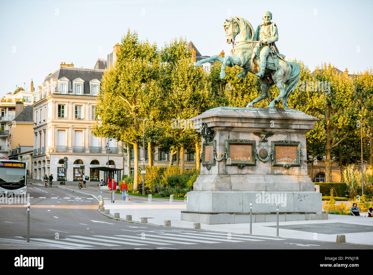 ROUEN, FRANCE September 03, 2017 Street view with Napoleon monument