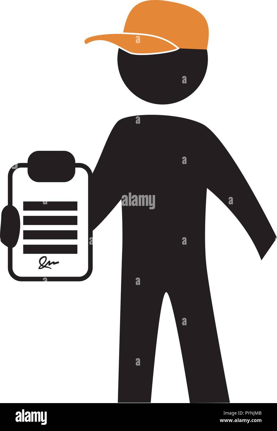 delivery worker with checklist silhouette avatar vector illustration design Stock Vector