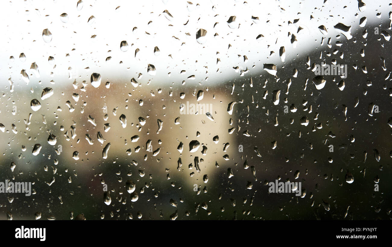 Rain water drops on the window background Stock Photo - Alamy