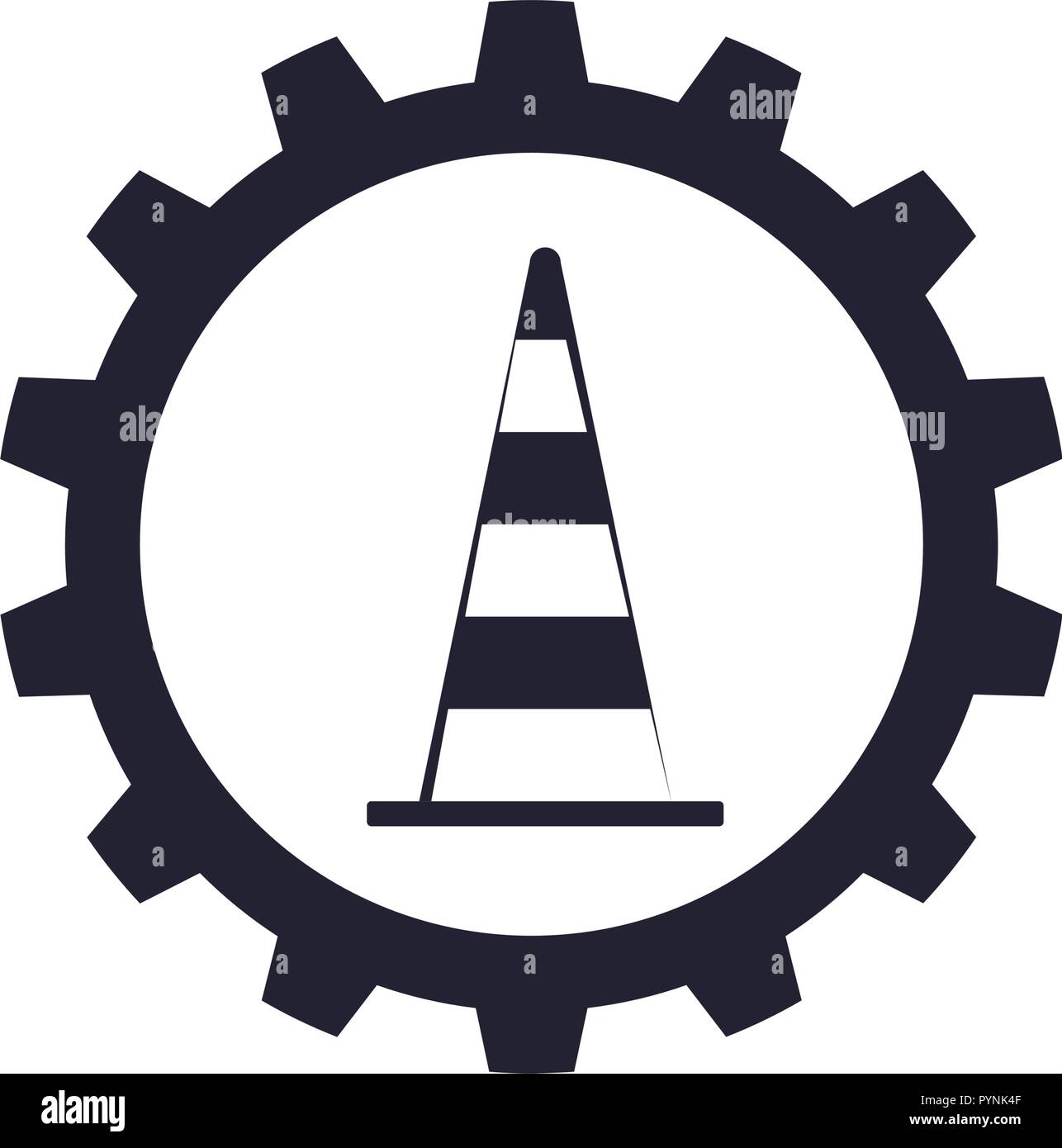 construction cone with gear vector illustration design Stock Vector