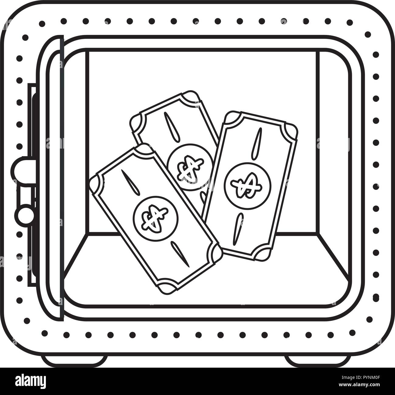 safe box with bills dollars vector illustration design Stock Vector ...