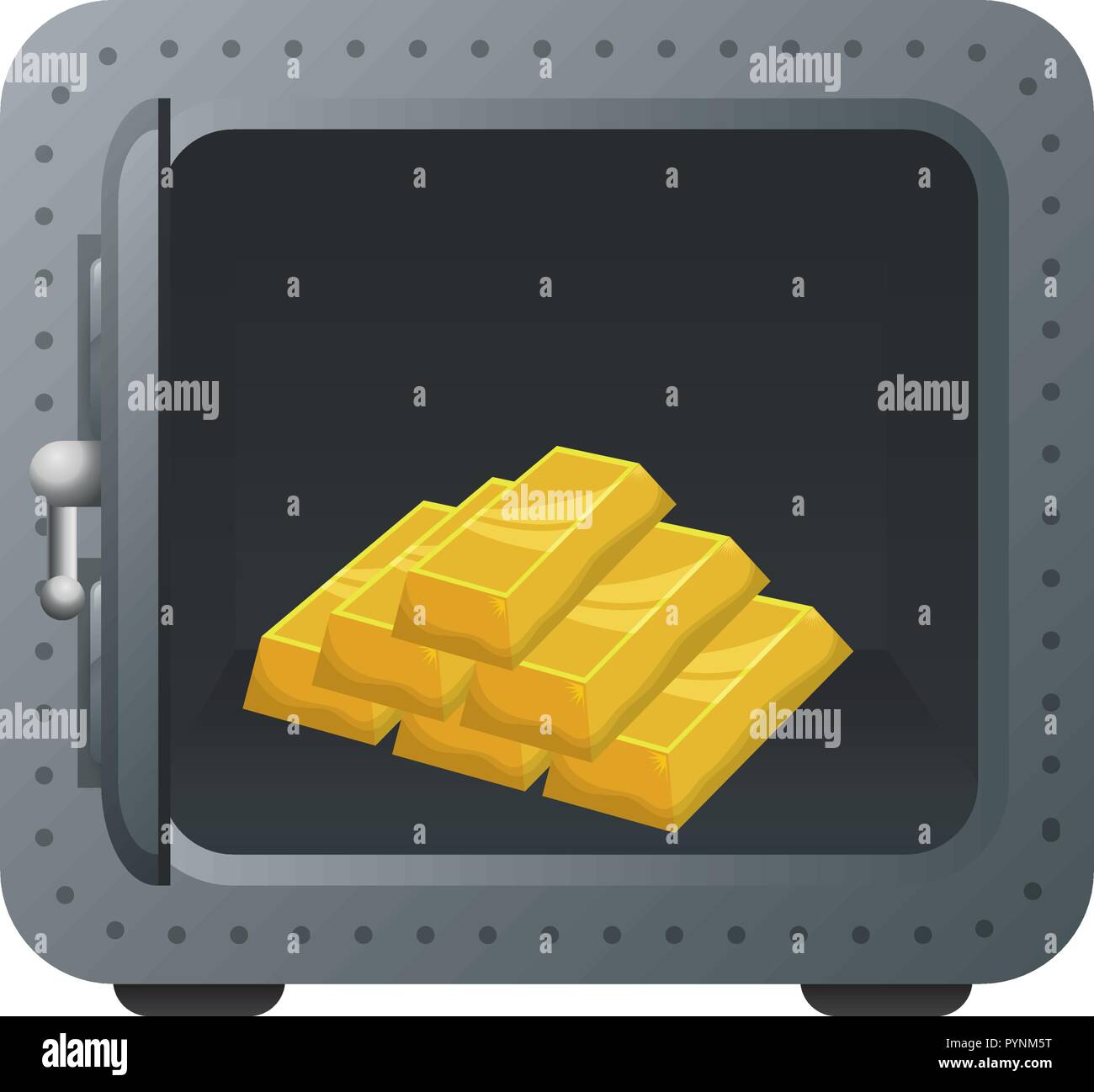 safe box with gold bullion vector illustration design Stock Vector