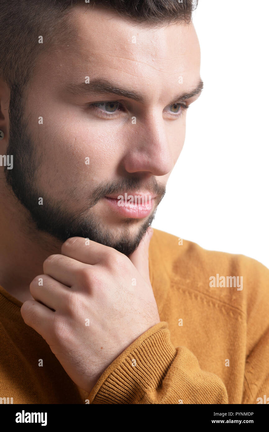 Positive pensive young european hi-res stock photography and images - Alamy