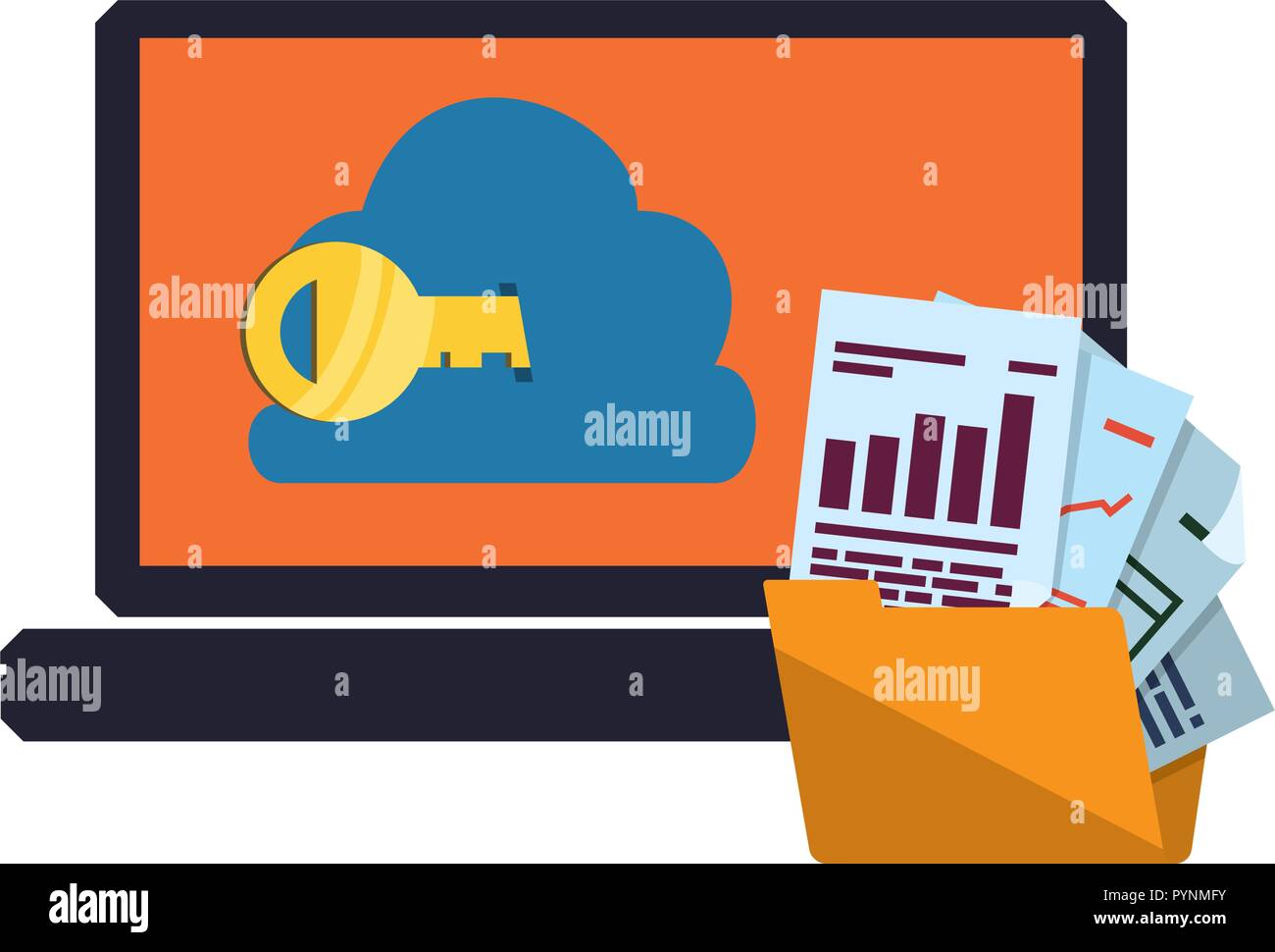 laptop with folder and cloud vector illustration design Stock Vector ...