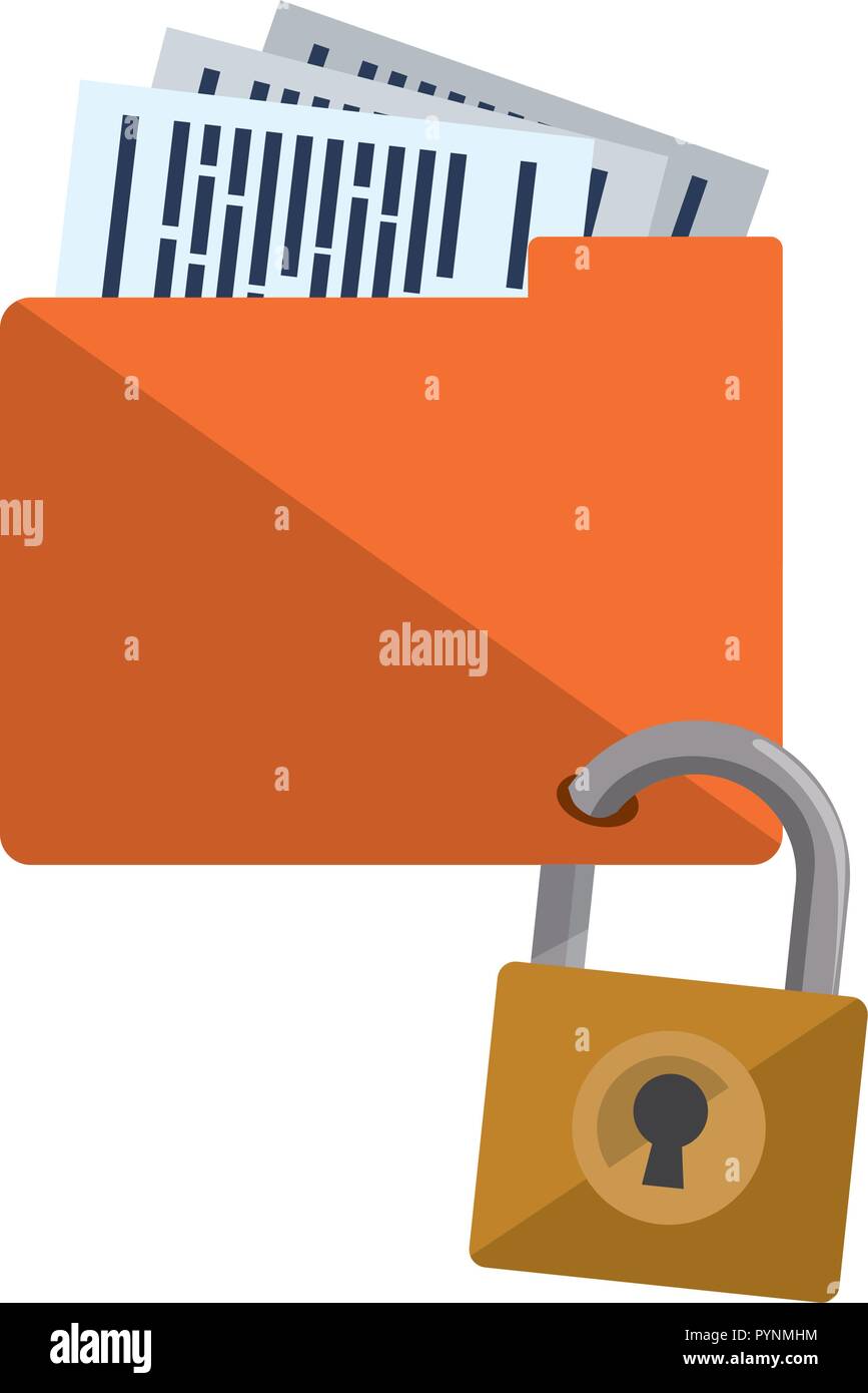 folder with secure padlock vector illustration design Stock Vector ...