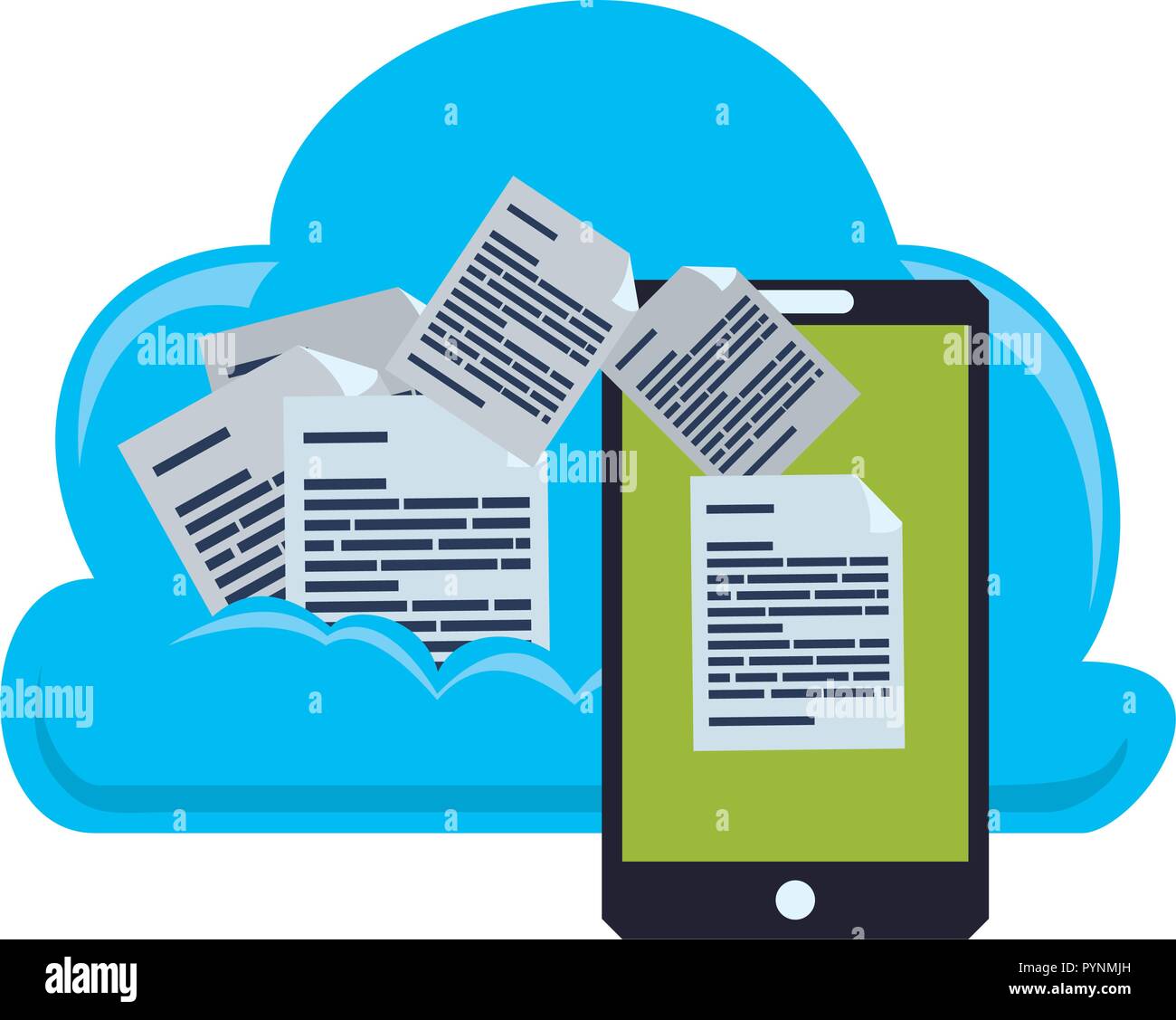 cloud computing with documents and smartphone vector illustration Stock ...