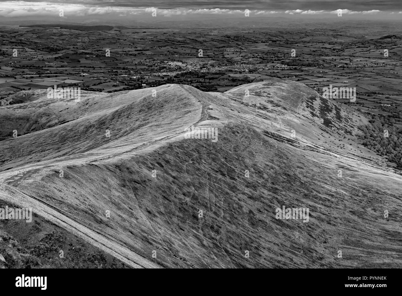 View from Pen Y Fan, Brecon Beacons. Stock Photo