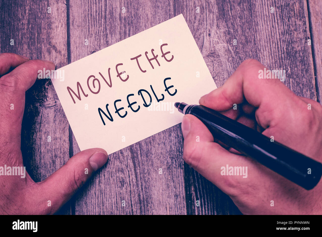 Writing note showing Move The Needle. Business photo showcasing Make a