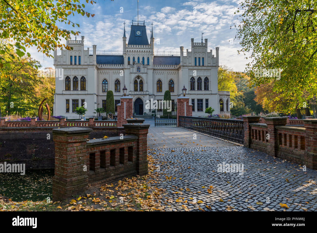 Evenburg Castle in Leer built in neo-Gothic style Stock Photo
