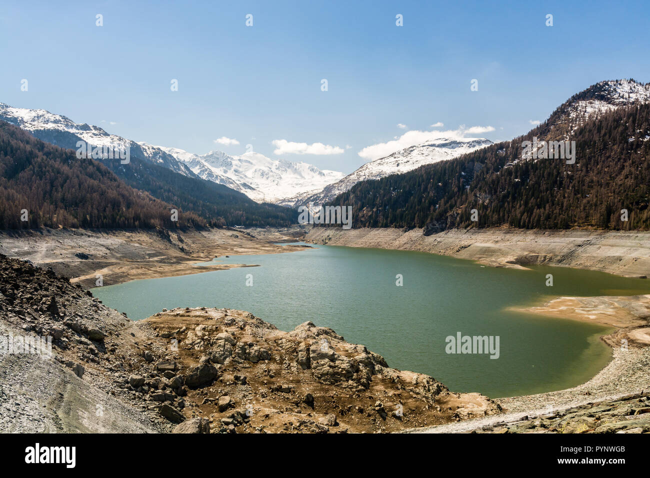 Marmorera lake near Julier mountain pass in Switzerland Stock Photo