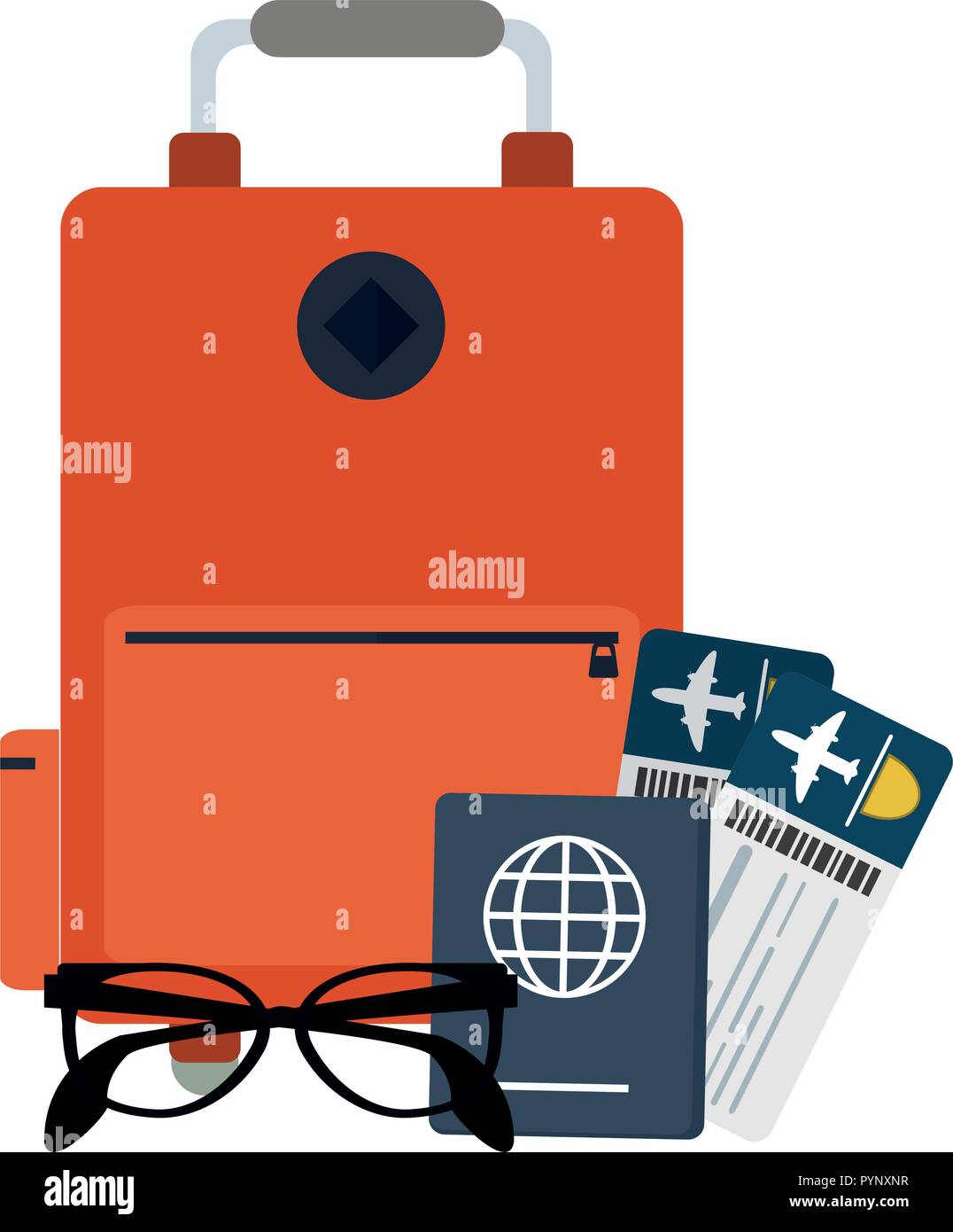 Travel luggage with passport and flight tickets symbols vector ...