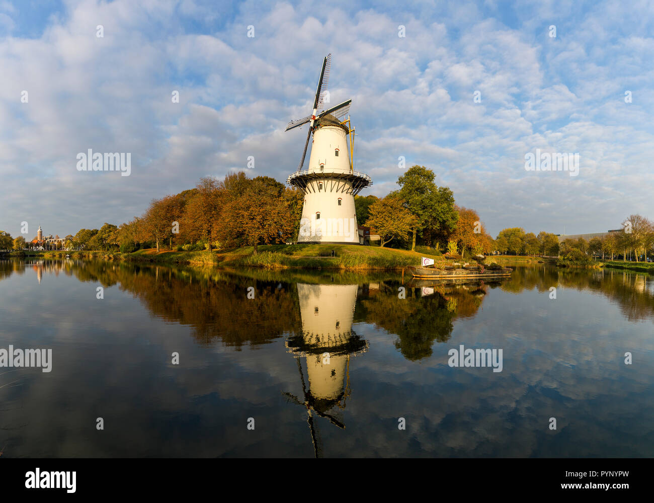 Beautiful windmill Molen de Hoop in the city of Middelburg Stock Photo