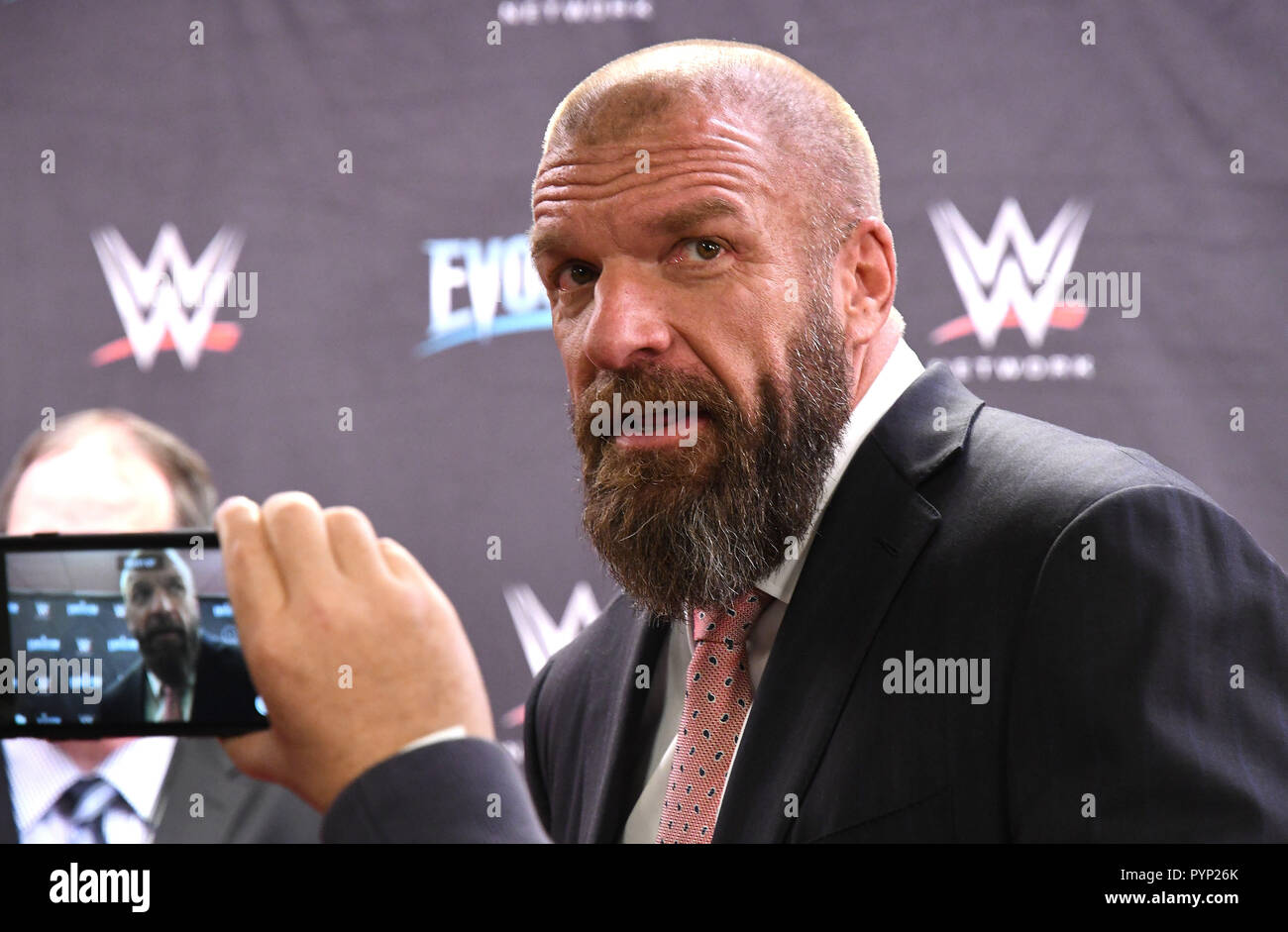NEW YORK, NY - OCTOBER 28: Triple H Paul Levesque attends the WWE first ever all womens event 'Evolution' at the NYCB Live, home of the Nassua Veteran's Memorial Coliseum, on October 28, 2018 in Uniondale, New York. Credit George Napolitano/MediaPunch Stock Photo