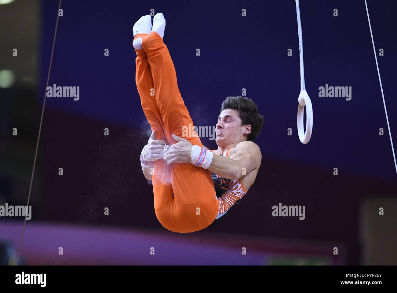 Doha, Katar. 29th Oct, 2018. Frank Rijken (NED) at the rings, rings
