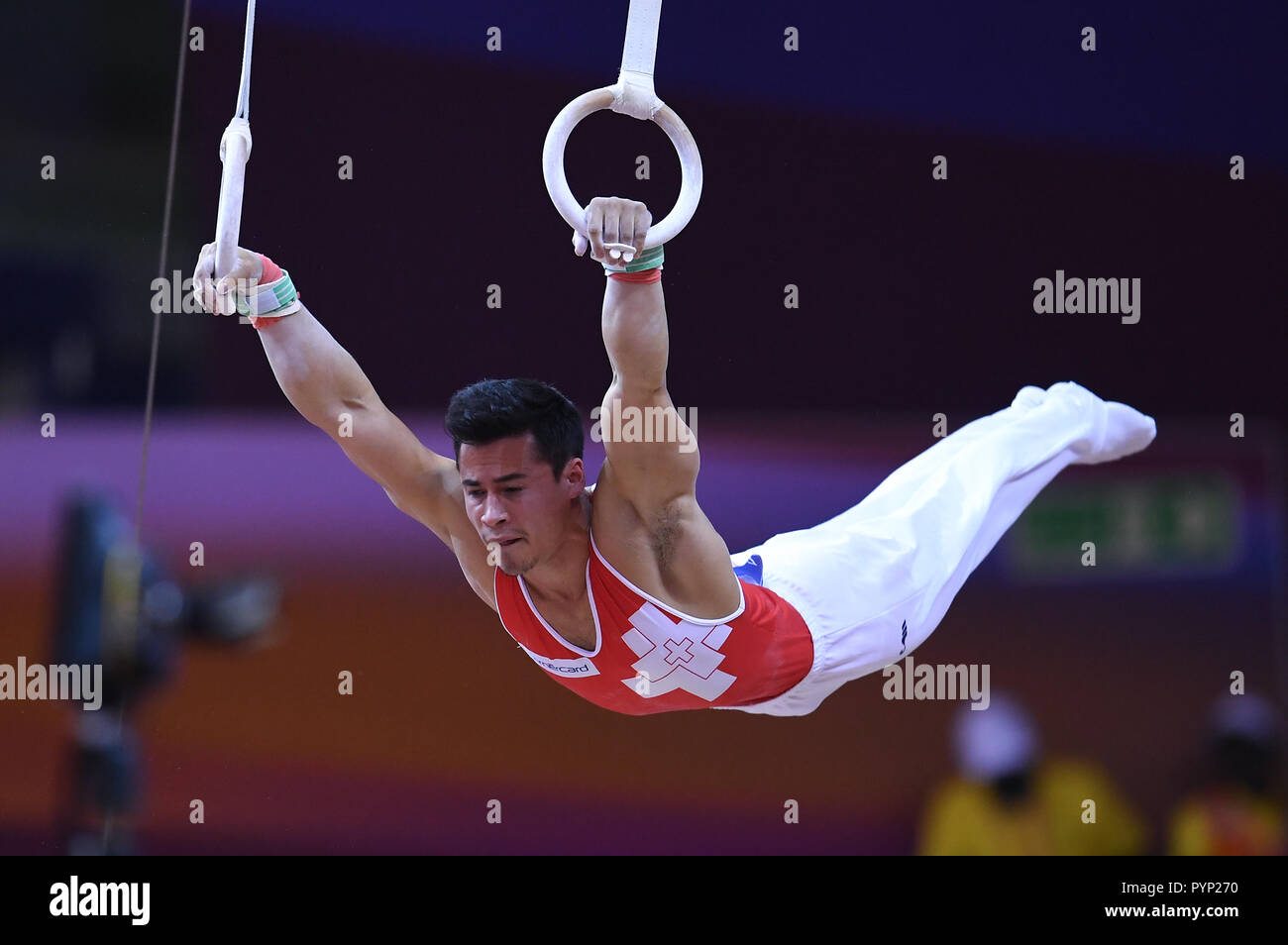 Doha, Katar. 29th Oct, 2018. Eddy Yusof (SUI) at the rings, rings. GES