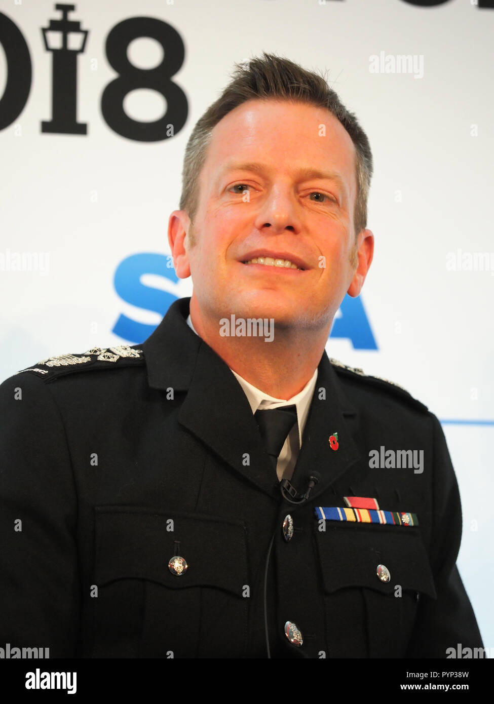 London, UK. 29th Oct, 2018. Paul Lincoln, Director General of UK Border Force, speaking at the Airport Operators Conference being held at County Hall, London today (Mon) Credit: Finnbarr Webster/Alamy Live News Stock Photo