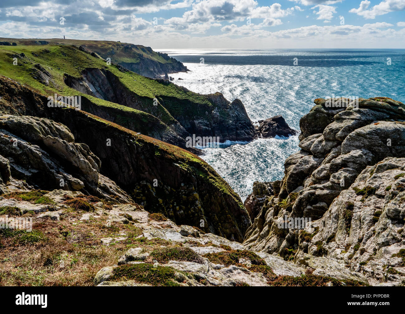 Rugged Atlantic west coast of Lundy Island off the coast of north Devon
